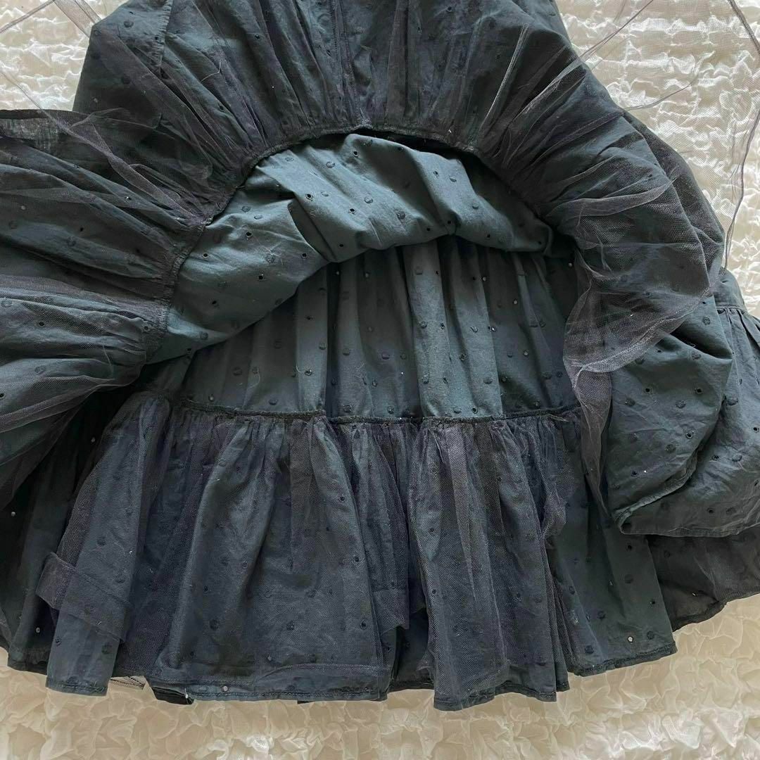 VINTAGE(ヴィンテージ)のイタリア製　コットンチュール　ロングスカート　刺繍ドット柄　レインボー リブ レディースのスカート(ロングスカート)の商品写真