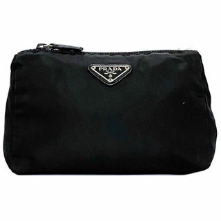 プラダ(PRADA)のプラダ ポーチ ブラック テスート 三角 ロゴ 中古(ポーチ)