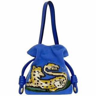 ロエベ(LOEWE)のロエベ トートバッグ フラメンコノット ブルー 美品(ショルダーバッグ)