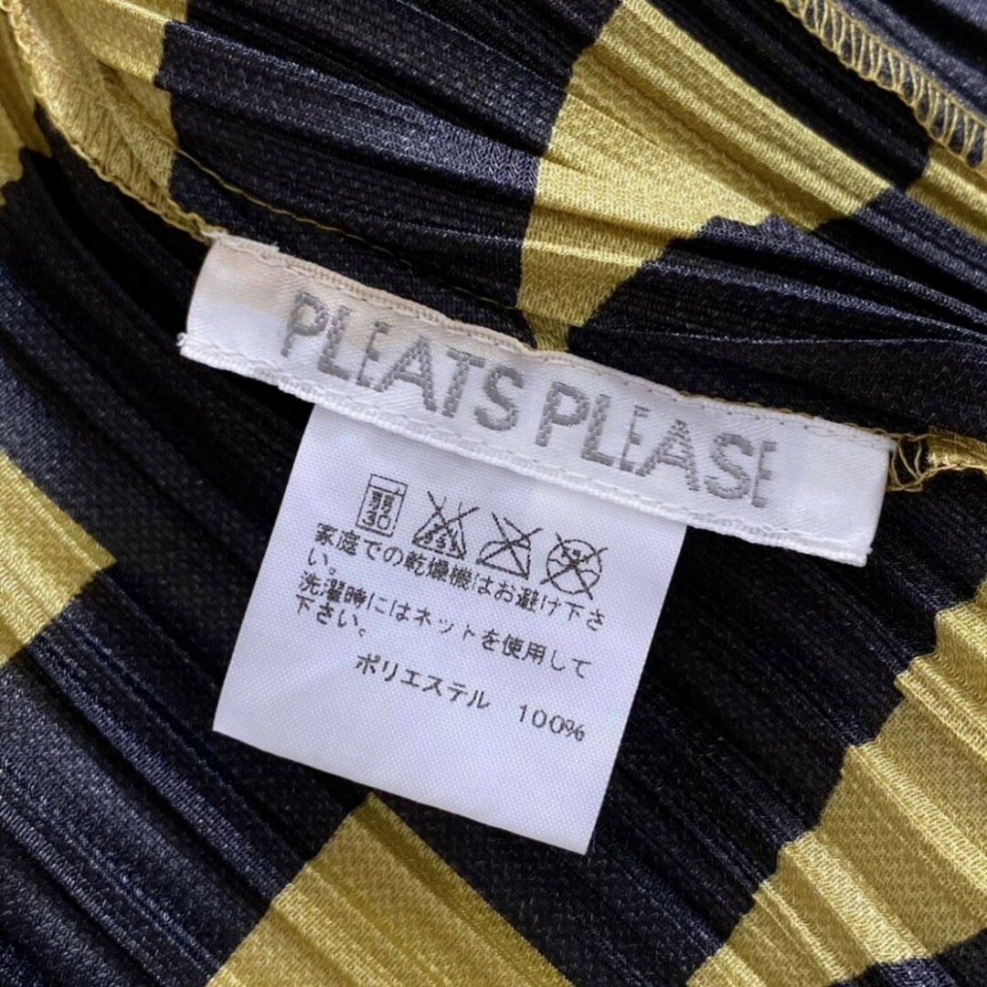 PLEATS PLEASE ISSEY MIYAKE(プリーツプリーズイッセイミヤケ)の58i16 PLEATS PLEASE プリーツプリーズ 幾何学プリーツコート 薄手ロングジャケット PP63-JA761 サイズ4 イエロー×ブラック イッセイミヤケ レディース レディースのジャケット/アウター(その他)の商品写真