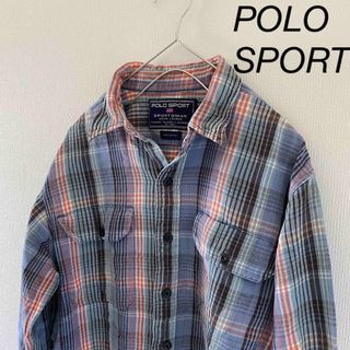 ポロラルフローレン(POLO RALPH LAUREN)のPOLOSPORTポロスポーツ長袖チェックネルシャツメンズブルー青mY2K(シャツ)