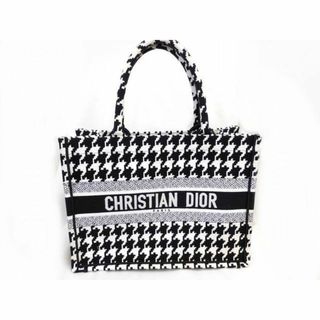 クリスチャンディオール(Christian Dior)のChristian Dior クリスチャンディオール ■ ミディアム ブックトート バッグ ブラック×ホワイト 千鳥格子 □6B マイ1000(トートバッグ)