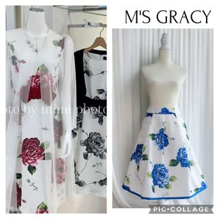 エムズグレイシー(M'S GRACY)のM'S GRACY*フラワープリントスカート(ひざ丈スカート)