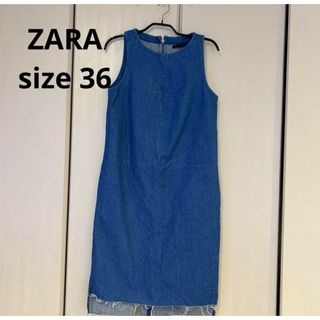 ザラ(ZARA)のZARA デニムワンピース size36 美品 雑誌掲載 即完売(ひざ丈ワンピース)