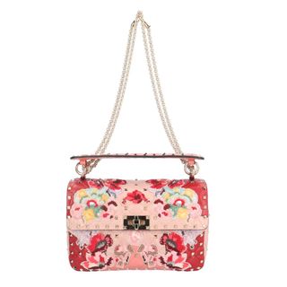 ヴァレンティノ(VALENTINO)のヴァレンチノ ロックスタッズ ショルダーバッグ レザー BL-P122BJV0 ピンク レディース Valentino  中古(ショルダーバッグ)