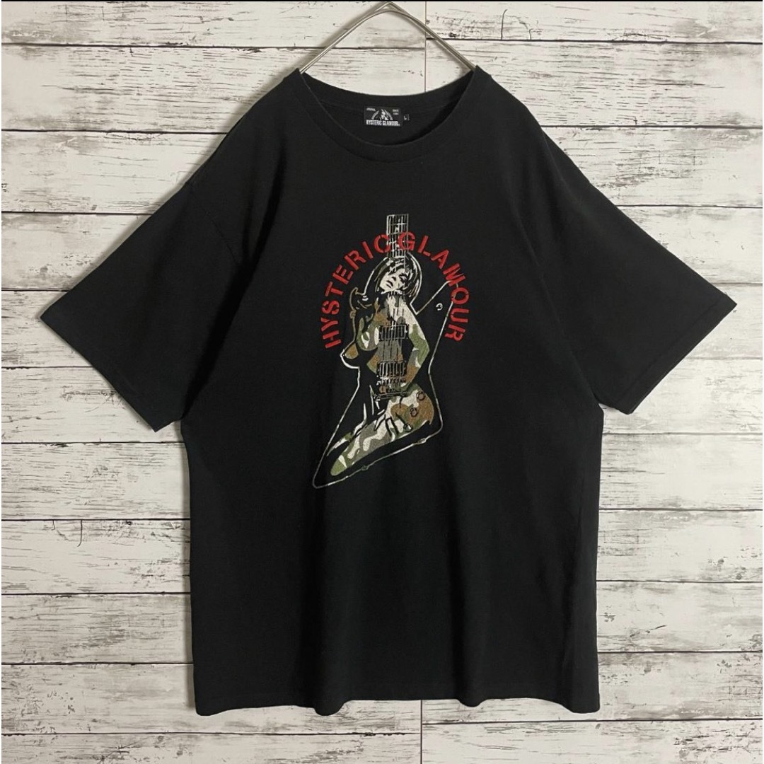 HYSTERIC GLAMOUR(ヒステリックグラマー)の【最高デザイン】ヒステリックグラマー 刺繍ギターガール Tシャツ 迷彩カモ 人気 メンズのトップス(Tシャツ/カットソー(半袖/袖なし))の商品写真