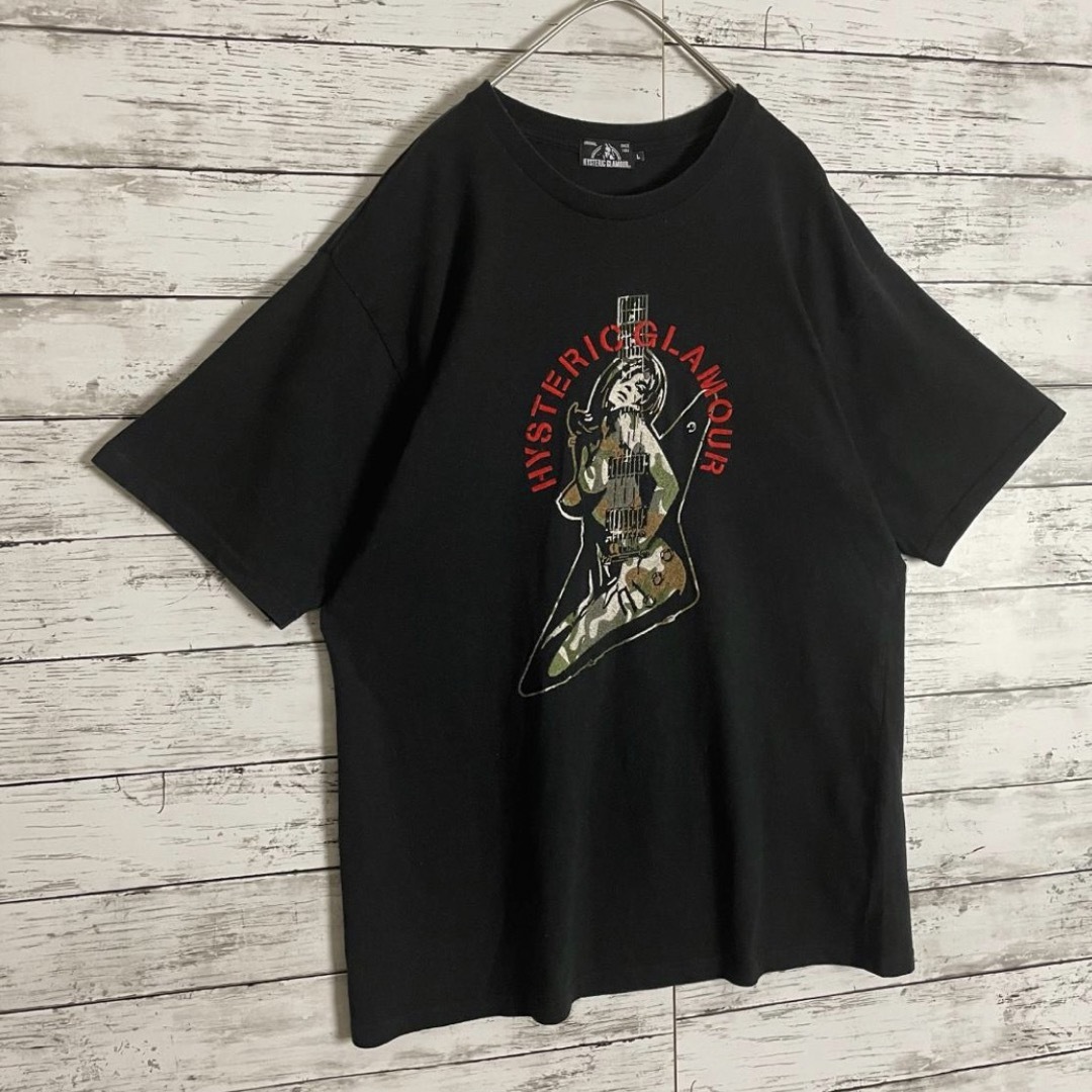 HYSTERIC GLAMOUR(ヒステリックグラマー)の【最高デザイン】ヒステリックグラマー 刺繍ギターガール Tシャツ 迷彩カモ 人気 メンズのトップス(Tシャツ/カットソー(半袖/袖なし))の商品写真