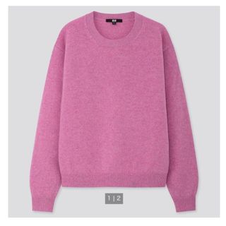 ユニクロ(UNIQLO)のニット ラムクルーネックセーター ピンク UNIQLO(ニット/セーター)