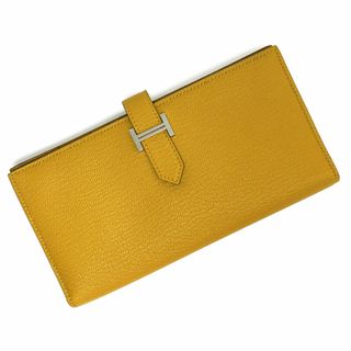 エルメス(HERMES)のエルメス ベアン スフレ 二つ折り長財布 シェブル シェーブルミゾール レザー ジョーヌアンブル イエロー 黄 シルバー金具 C刻印 箱付 HERMES（新品・未使用品）(財布)