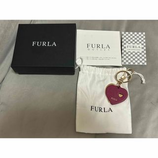 フルラ(Furla)の【新品・未使用】FURLA キーホルダー　ハートレザー　ピンク(キーホルダー)