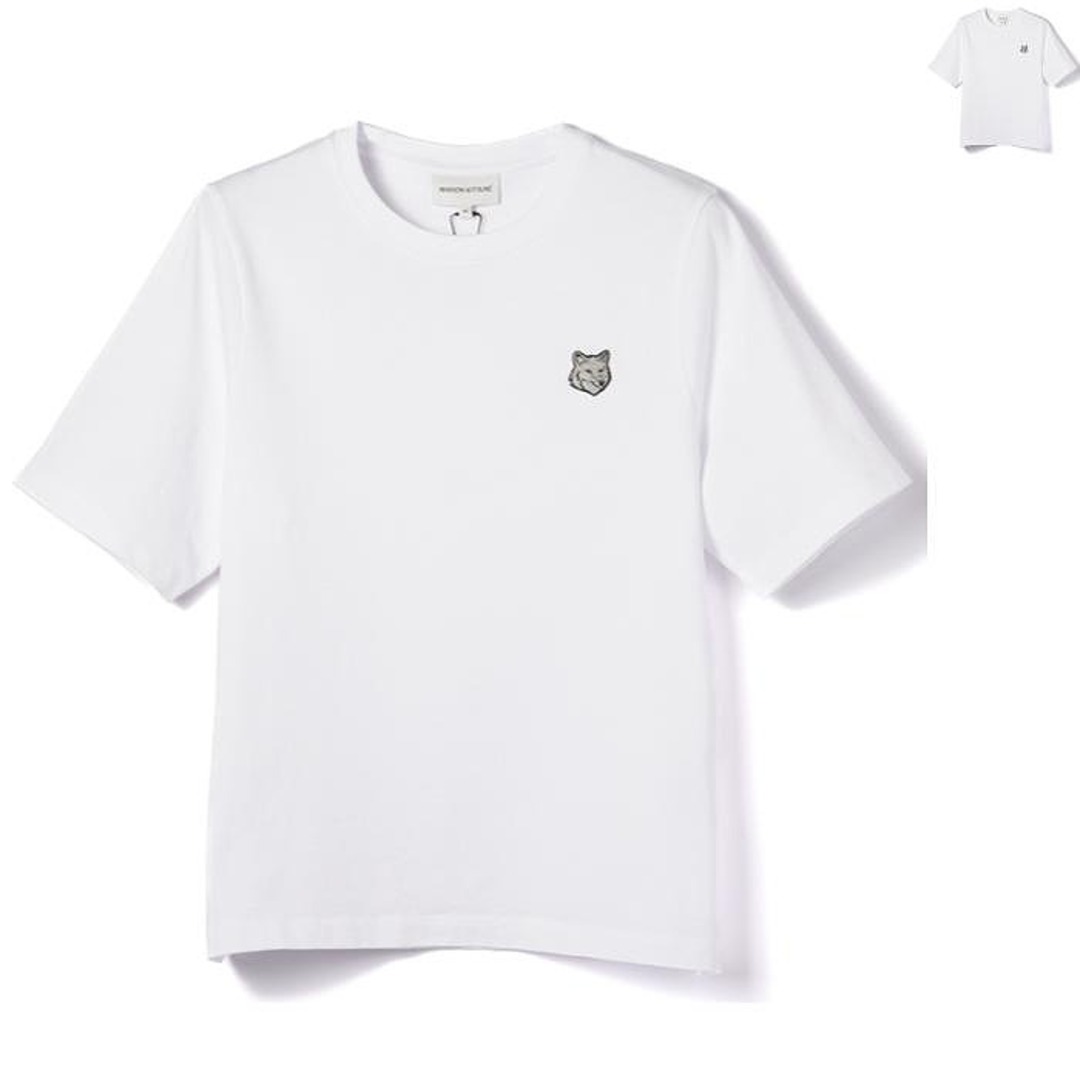 MAISON KITSUNE'(メゾンキツネ)のメゾン キツネ MAISON KITSUNE Tシャツ レディース ボールドフォックスヘッド パッチ ショートスリーブシャツ コンフォート クルーネック 半袖 2024年春夏新作 MW00111KJ0119 0001  レディースのトップス(Tシャツ(半袖/袖なし))の商品写真