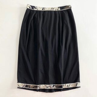 レオナール(LEONARD)の60k3 LEONARD レオナール カンカン素材 フラワープリント スカート 72cm ブラック ボトムス 日本製 SKIRT(ミニスカート)