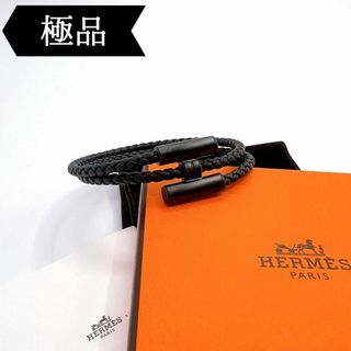 エルメス(Hermes)の◇エルメス◇トゥルニス/トレッセ/ブレスレット/GP×革/ブラック/ブランド(ブレスレット/バングル)