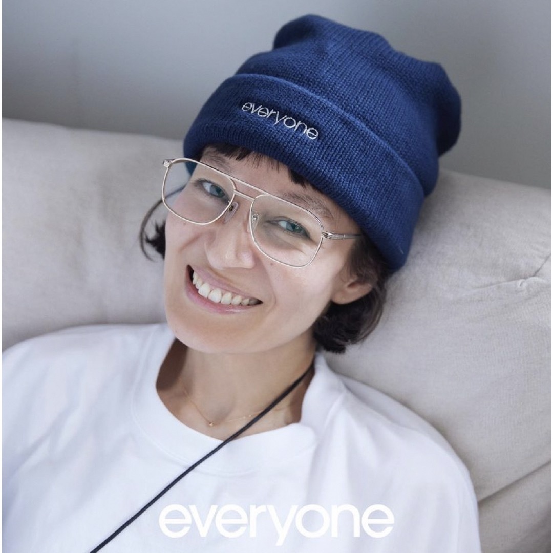 everyone  cotton logo beanie (NAVY)