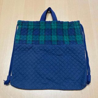 入園　入学　ハンドメイド　通園通学バッグ　2way  ネイビー　名前テープ(バッグ/レッスンバッグ)