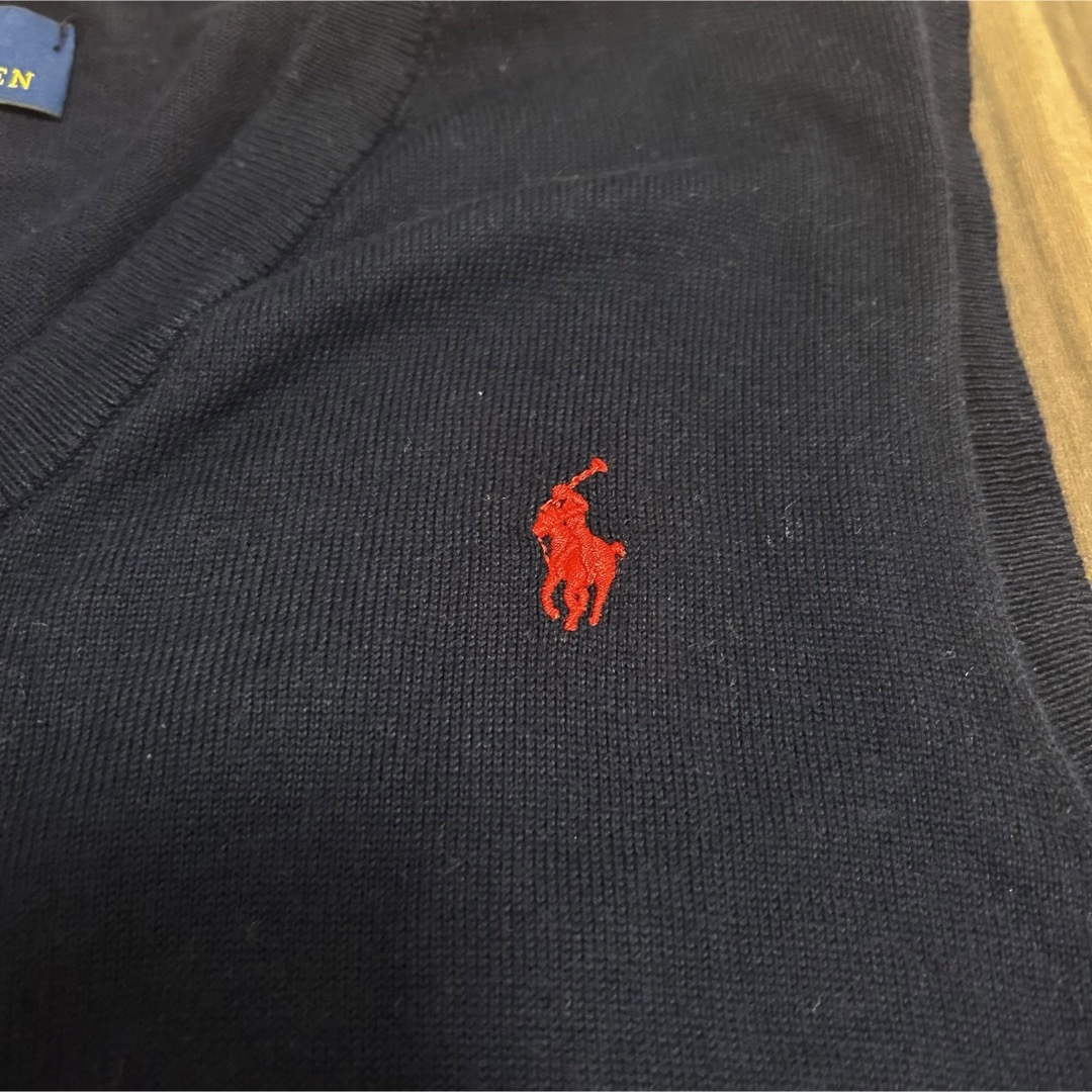 POLO RALPH LAUREN(ポロラルフローレン)の早い者勝ち！美品！ポロラルフローレン　ネイビー　ベスト　M 10-12 Vネック キッズ/ベビー/マタニティのキッズ服男の子用(90cm~)(Tシャツ/カットソー)の商品写真