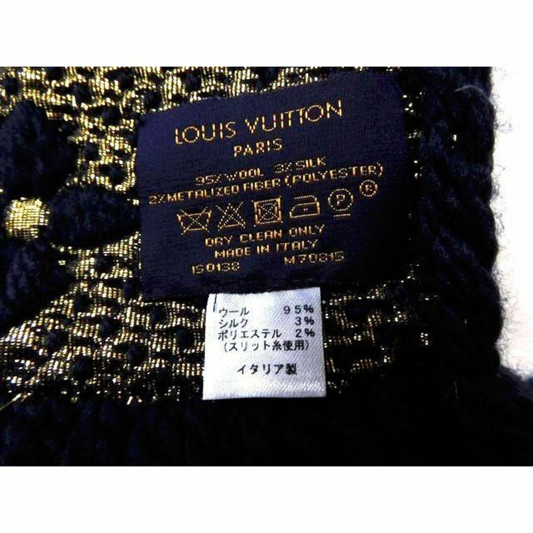 LOUIS VUITTON(ルイヴィトン)の美品 ヴィトン マフラー ■ ネイビー系 M70815 モノグラム レディース メンズ LOUIS VUITTON □ 6Ｂ レディースのファッション小物(マフラー/ショール)の商品写真