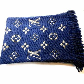 ルイヴィトン(LOUIS VUITTON)の美品 ヴィトン マフラー ■ ネイビー系 M70815 モノグラム レディース メンズ LOUIS VUITTON □ 6Ｂ(マフラー/ショール)