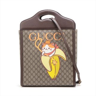 グッチ(Gucci)のグッチ  PVC×レザー  ブラウン レディース トートバッグ(トートバッグ)