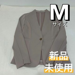 2点セット 新品 ベージュ ジャケットM 新品 シフォン ブラウス 七分袖 M⑨(ノーカラージャケット)