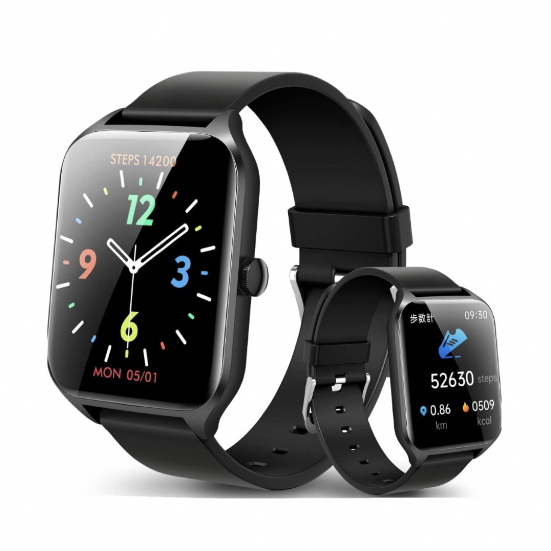 スマートウォッチ ブラック 大画面 Bluetooth 新品 腕時計 メンズの時計(腕時計(デジタル))の商品写真