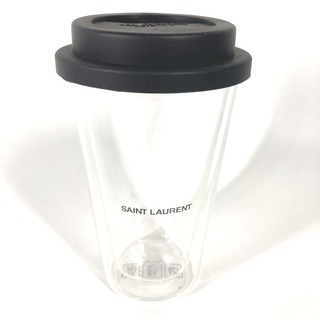 サンローラン(Saint Laurent)のサンローランパリ SAINT LAURENT PARIS ロゴ コーヒーマグ ガラス 692534 蓋付き コップ カップ 食器 インテリア タンブラー ガラス クリア 未使用(タンブラー)