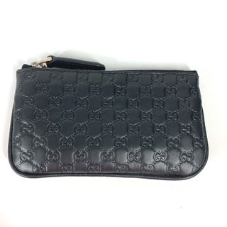 グッチ(Gucci)のグッチ GUCCI マイクログッチシマ GG 544476 キーリング付き 財布 小銭入れ コインケース レザー ブラック 美品(コインケース/小銭入れ)