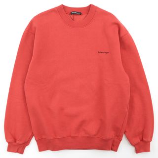 バレンシアガ(Balenciaga)の美品 バレンシアガ 2018年 508271 ロゴプリント クルーネックスウェット ビッグシルエット トレーナー メンズ 赤 黒 S 丸首 裏起毛 BALENCIAGA(スウェット)