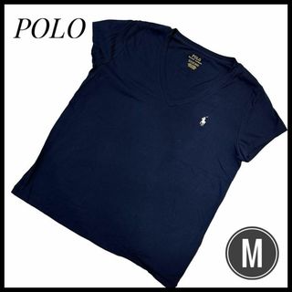 ポロ(POLO（RALPH LAUREN）)のTシャツ　ポロ　ラルフローレン　Mサイズ　ネイビー　Ｖネック　ロゴ(Tシャツ(半袖/袖なし))