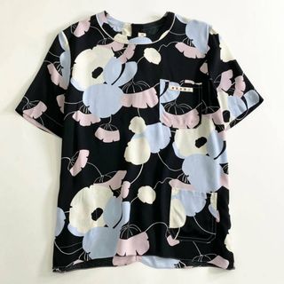 マルニ(Marni)の55i5  《美品》 MARNI マルニ 半袖カットソー Tシャツ ブラウス トップス 花柄 ロゴ胸元ポケット サイズ40 マルチカラー レーヨン100％ レディース(カットソー(半袖/袖なし))