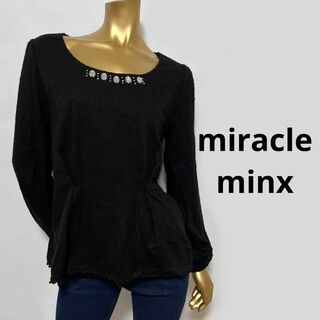【3384】miracle minx ビジュー付き ペプラム ニット トップス(ニット/セーター)