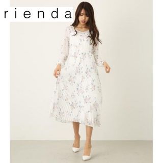 リエンダ(rienda)のrienda　フラワープリーツロングワンピース(ロングワンピース/マキシワンピース)