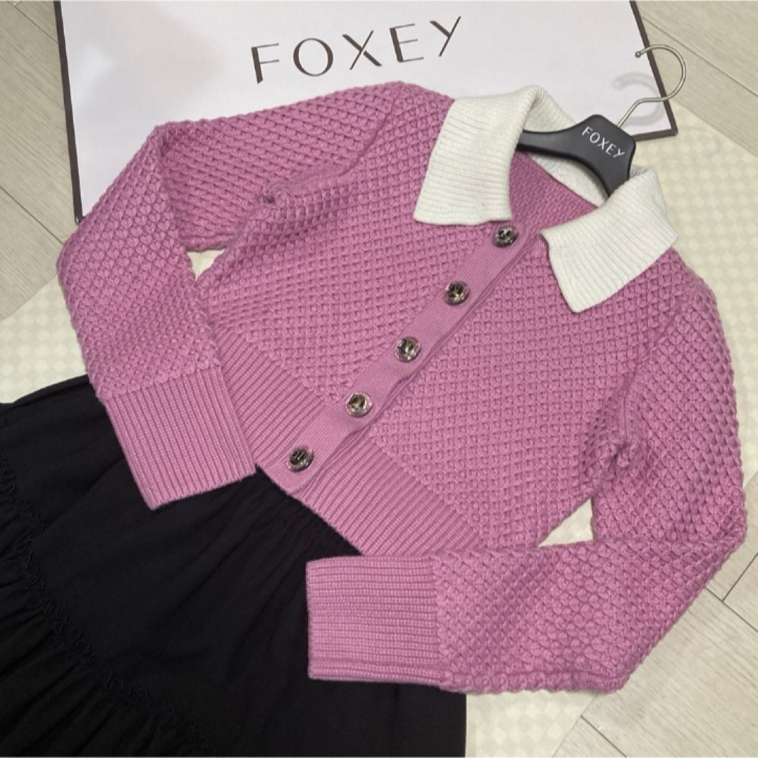 FOXEY(フォクシー)の美品★¥75,900 DAISY LIN ワッフルデイジーカーディガン　４２ レディースのトップス(カーディガン)の商品写真