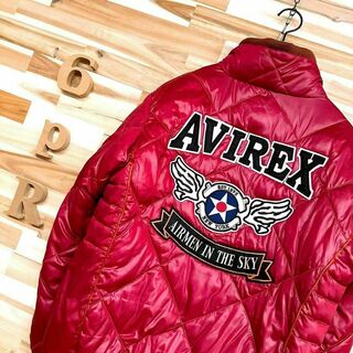 AVIREX - 廃番【アヴィレックス】キルティング 中綿ダウン ジャケット バイク L 赤×黒