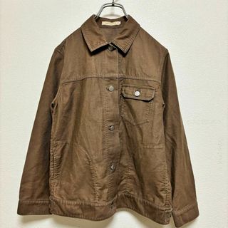 【CROCODILE】長袖シャツ【L】brown/ボタン/茶/ポケット有/無地/(シャツ/ブラウス(長袖/七分))