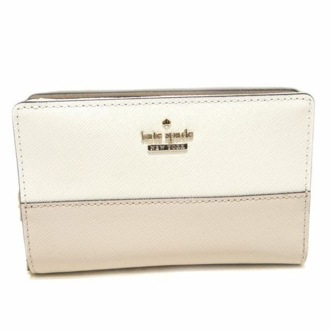 kate spade new york(ケイトスペードニューヨーク)の新品同様 Kate spade NEWYORK ケイトスペード 2つ折り 財布 バイカラー ☆ PWRU5844 ホワイト ピンクベージュ系 ▼ヨト00/6B レディースのファッション小物(財布)の商品写真