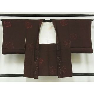 平和屋-こころ店■羽織　舞花文　黒鳶色　正絹　逸品　B-zg8766(着物)