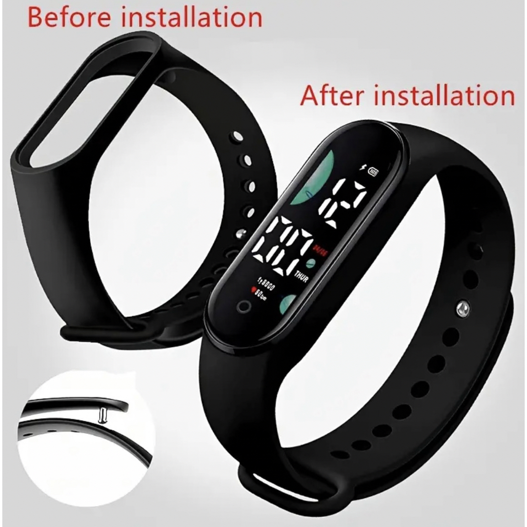 【新品・未使用】　デジタル腕時計　ユニセックス　ブラック メンズの時計(腕時計(デジタル))の商品写真
