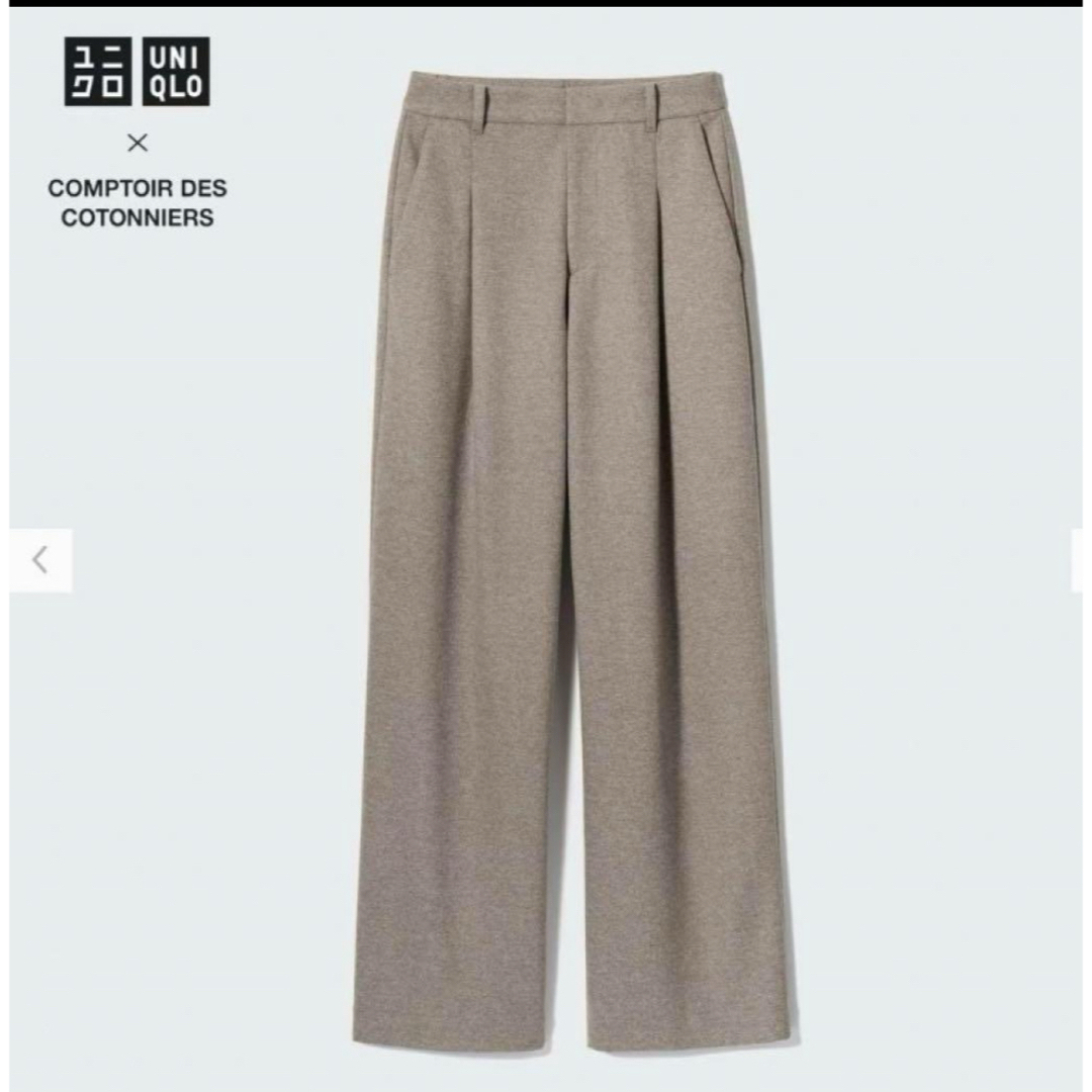 UNIQLO(ユニクロ)のユニクロUNIQLOブラッシュドジャージータックワイドパンツLサイズ レディースのパンツ(カジュアルパンツ)の商品写真