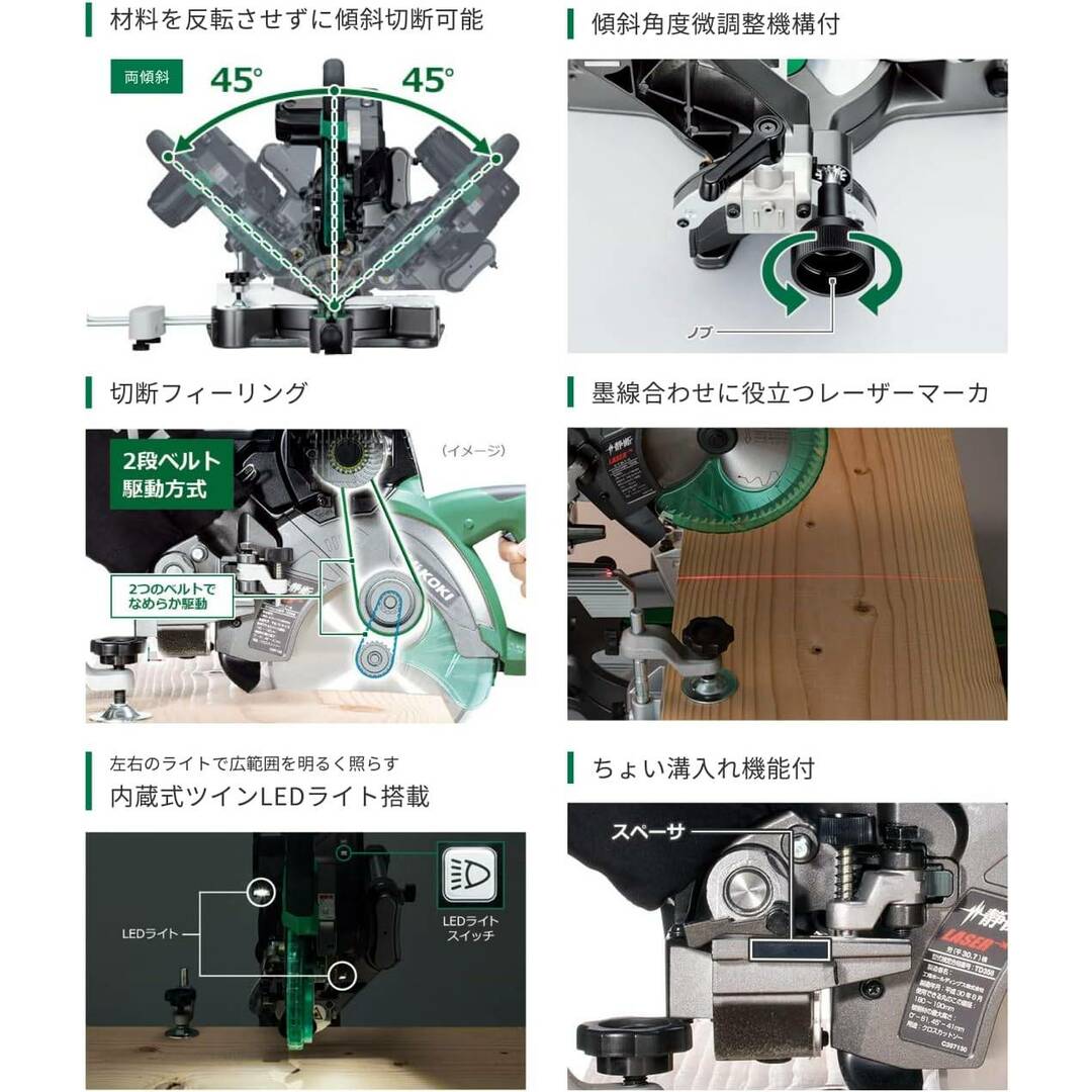 日立(ヒタチ)の新品■HiKOKI ハイコーキ 卓上スライド丸のこ 100V 刃径190mm 両傾斜 切断幅1尺(312mm) レーザーマーカー LEDライト内蔵 チップソー黒鯱付き C7RSHD(K) リプロス まるのこ マルノコ 丸鋸 切断 スポーツ/アウトドアの自転車(工具/メンテナンス)の商品写真