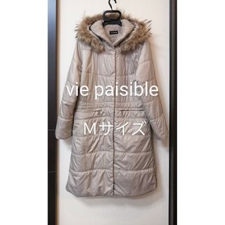 vie paisible　コート　グレージュ　М　中綿　フード＆ファー取り外し可(ロングコート)