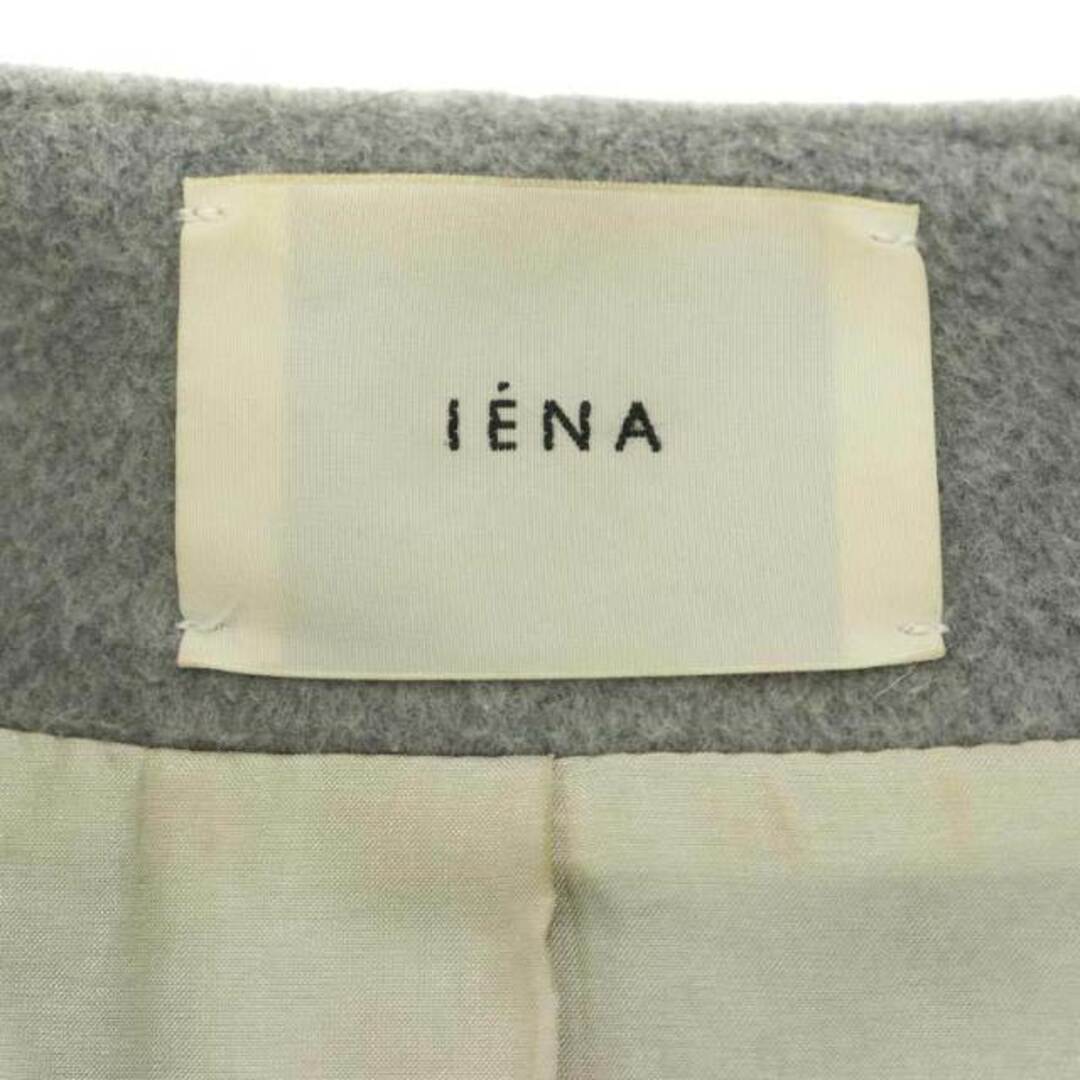 IENA(イエナ)のイエナ ノーカラーコート ロング ウール ダブル Vネック 38 M グレー レディースのジャケット/アウター(その他)の商品写真