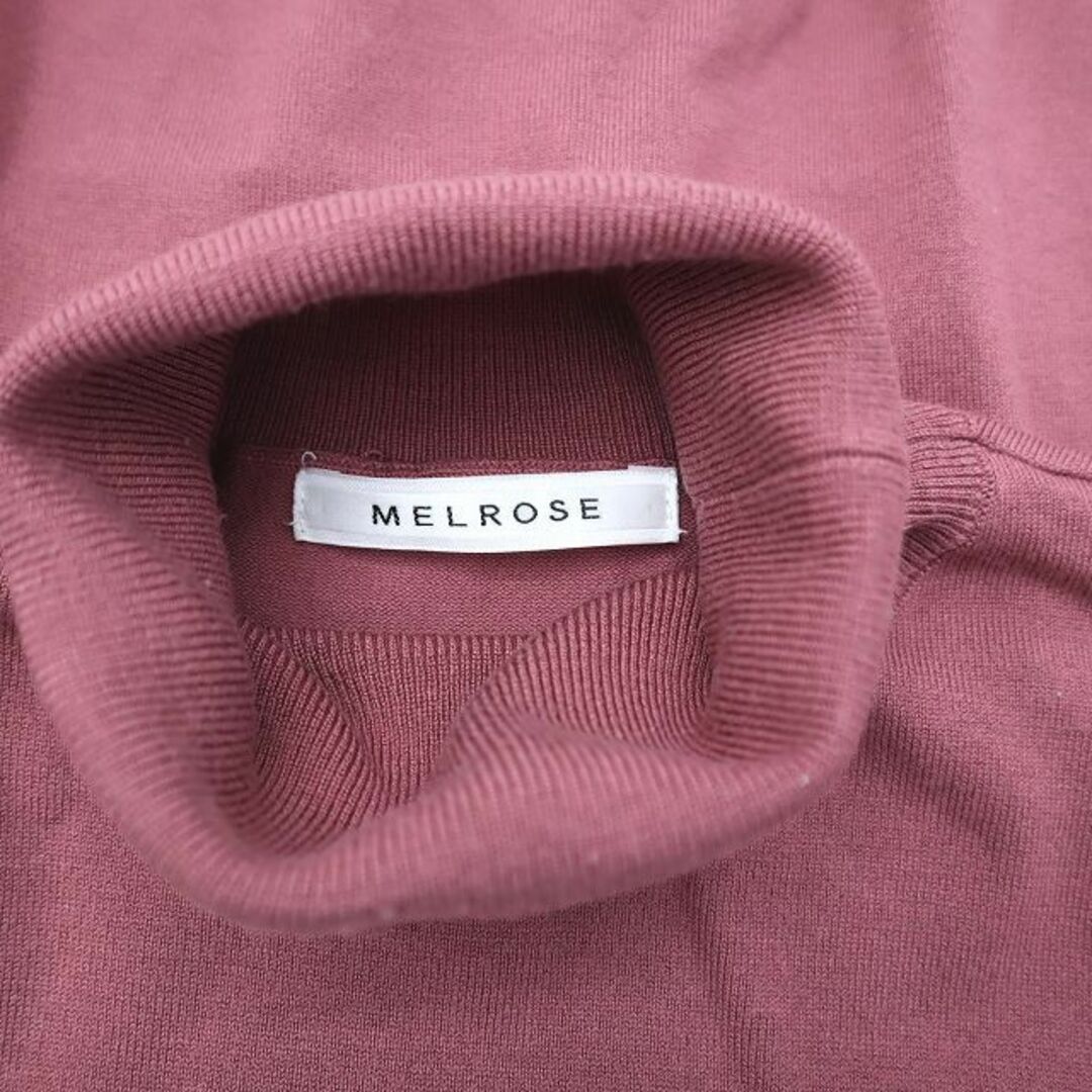 MELROSE(メルローズ)のメルローズ タートルネック ニット セーター 淵ラメ入り ピンク レディースのトップス(ニット/セーター)の商品写真