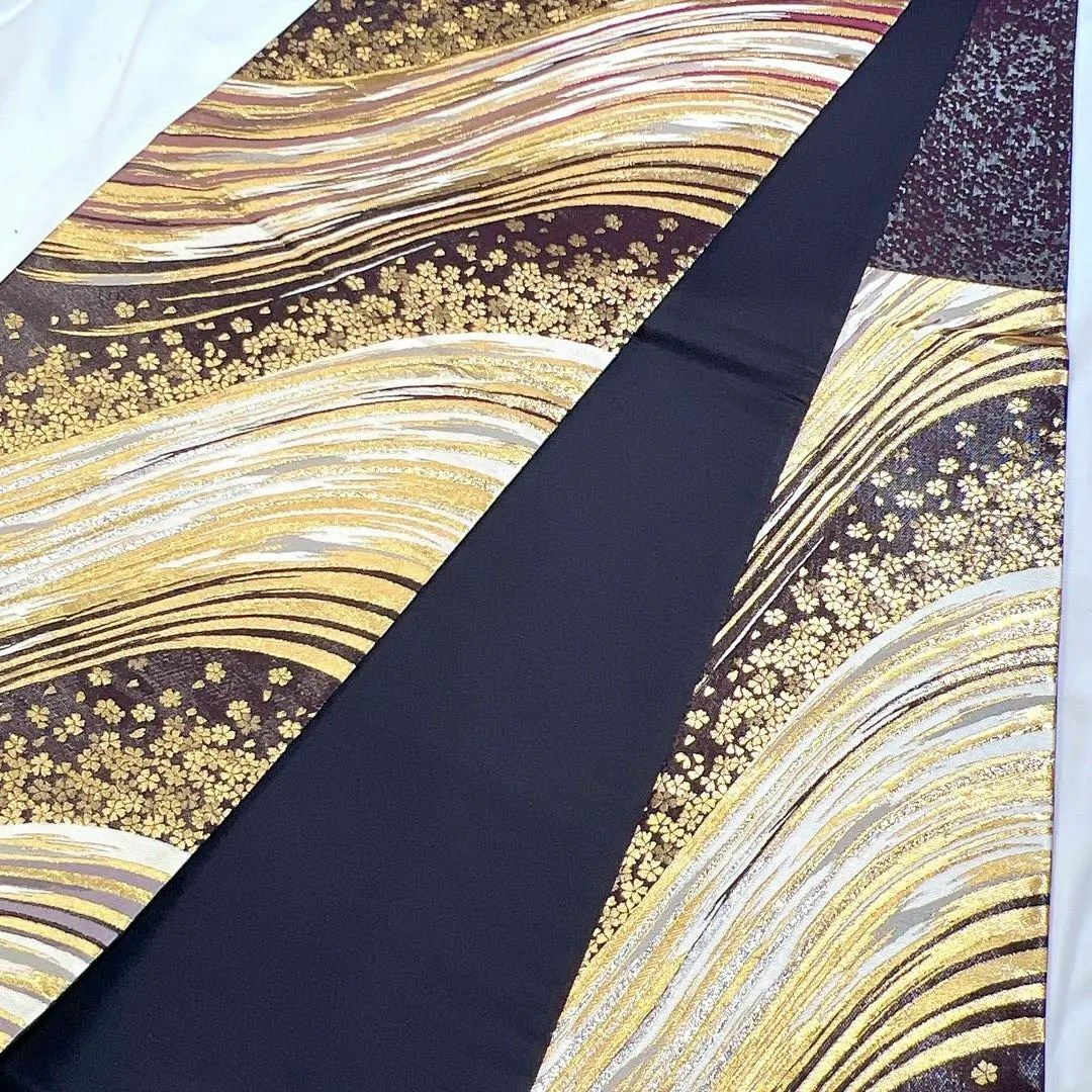 流線　桜花模様　振袖帯　袋帯　122w レディースの水着/浴衣(振袖)の商品写真