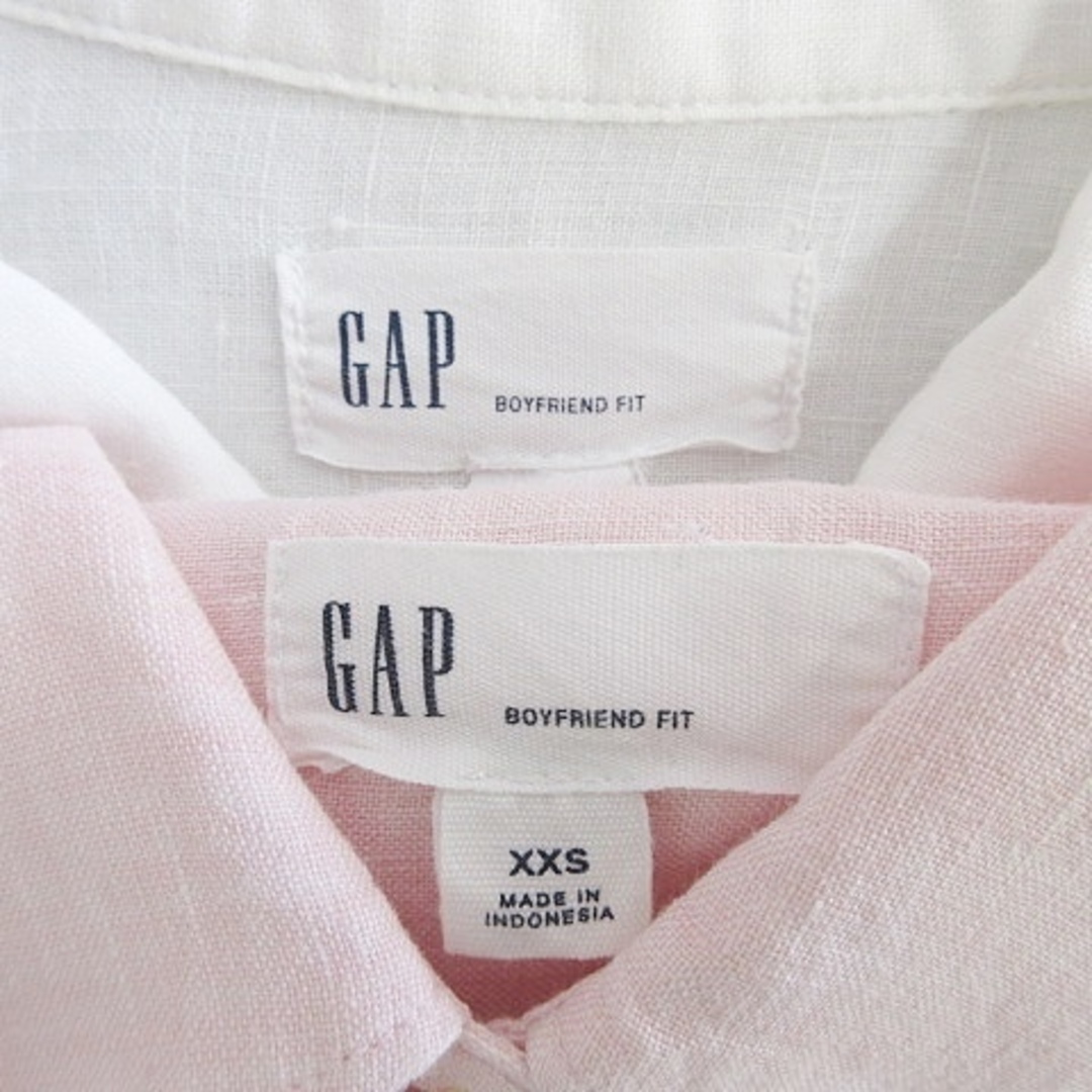 GAP(ギャップ)のGAP シャツ 2枚セット カジュアルシャツ 長袖 麻 ピンク 白 XXS レディースのトップス(シャツ/ブラウス(長袖/七分))の商品写真