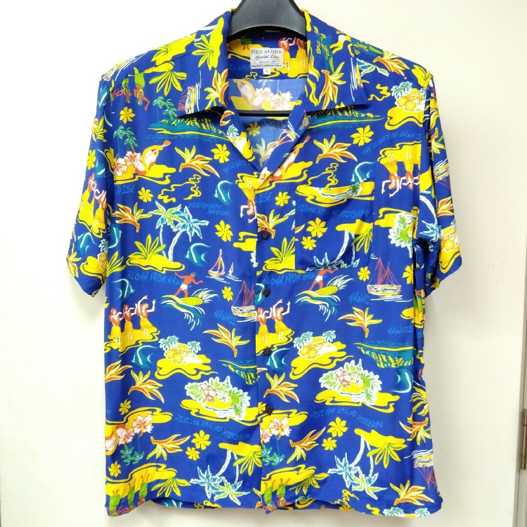 PIKO(ピコ)の【XL】ブルー PIKO ALOHA アロハ シャツ メンズのトップス(シャツ)の商品写真