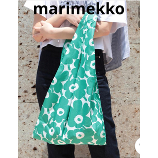 マリメッコ(marimekko)のmarimekko マリメッコ　 エコバッグ　ウニッコ　グリーン　　ホワイト(エコバッグ)
