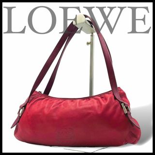 ロエベ(LOEWE)の美品 ロエベ アナグラム ロゴ ナッパレザー ミニ ハンドバッグ レッド.(ハンドバッグ)