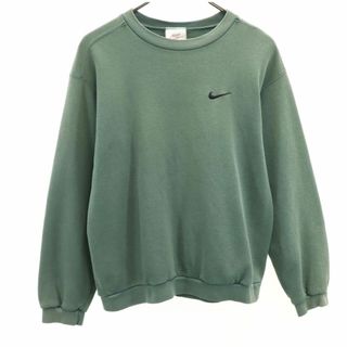 ナイキ(NIKE)のナイキ 90s USA製 オールド 白タグ 長袖 トレーナー L グリーン系 NIKE 裏起毛 スウェット レディース 古着 【240222】(トレーナー/スウェット)