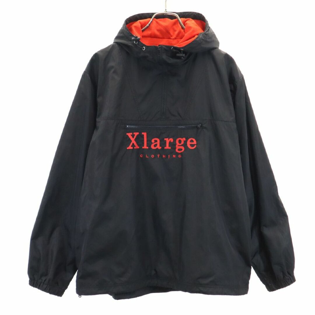 XLARGE(エクストララージ)のエクストララージ ハーフジップ ナイロンジャケット M 黒 XLARGE プルオーバー 裏メッシュ メンズ 古着 【240222】 メンズのジャケット/アウター(ナイロンジャケット)の商品写真